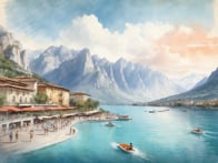 Experience the popular destination Riva del Garda at Lake Garda: A paradise for windsurfers and sailors - framed by an impressive mountain backdrop.