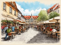 Relaxed beer garden atmosphere and Bavarian delicacies at Viktualienmarkt