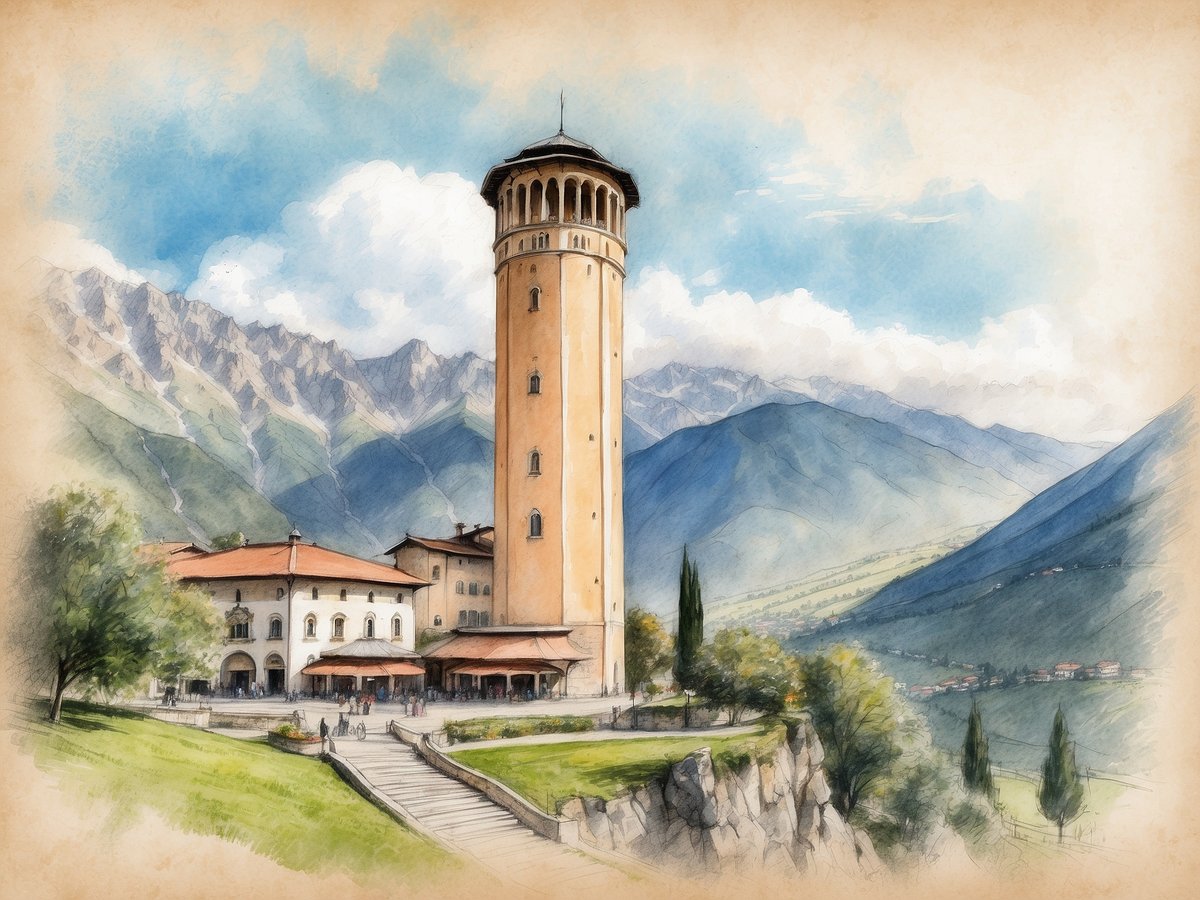 Of towers and views: The Powder Tower above the roofs of Merano