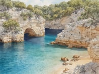 A jewel in the southeast of Mallorca: The enchanting Cala Llombards on the Mediterranean.