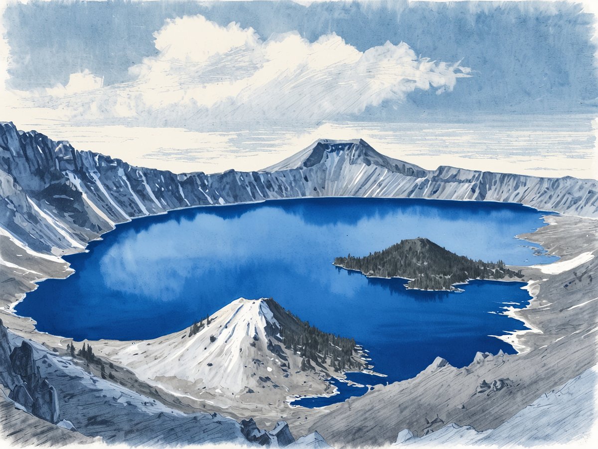 Crater Lake National Park: Deep Blue Crater Lake and Impressive Volcanic Landscape